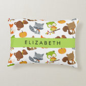 森林動物，森林動物，あなたの名前 アクセントクッション (裏面)