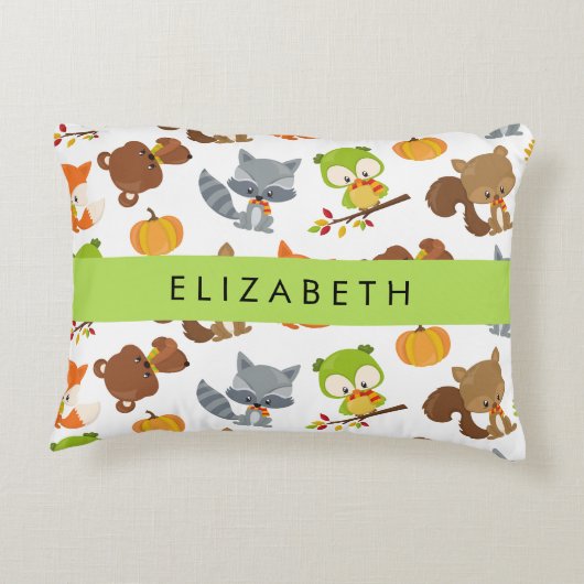 森林動物,森林動物,あなたの名前 アクセントクッション (裏面)