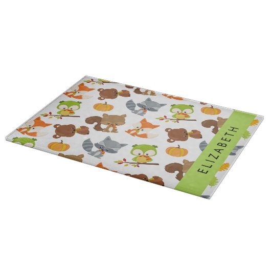 森林動物，森林動物，あなたの名前 カッティングボード (角)