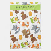 森林動物,森林動物,あなたの名前 キッチンタオル (縦)