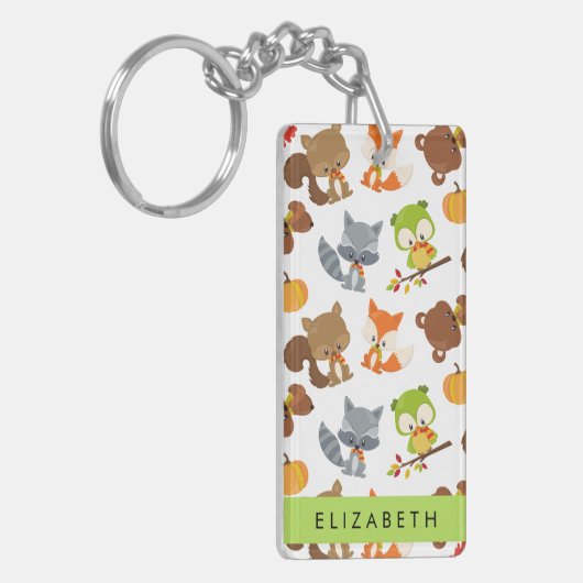 森林動物,森林動物,あなたの名前 キーホルダー (正面左)