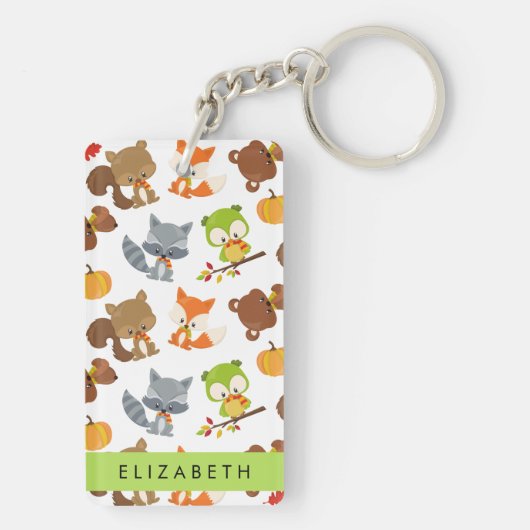 森林動物,森林動物,あなたの名前 キーホルダー (裏面)