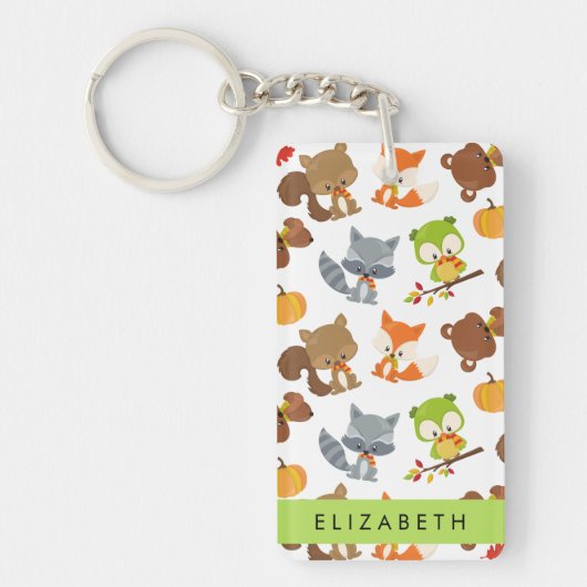 森林動物,森林動物,あなたの名前 キーホルダー (正面)