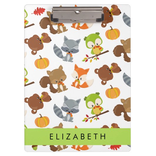 森林動物，森林動物，あなたの名前 クリップボード (正面)