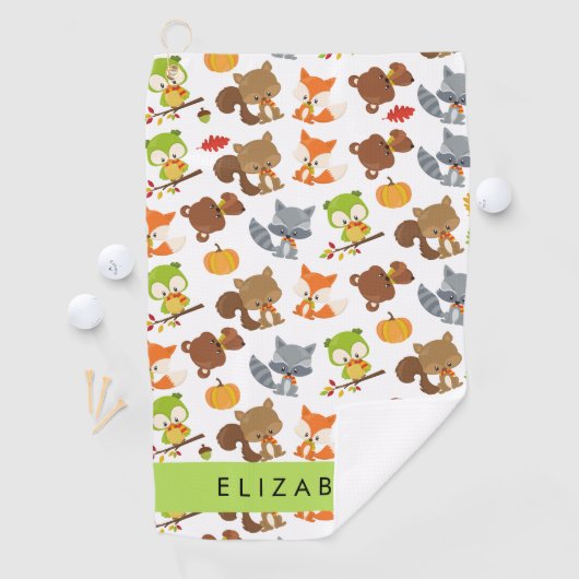 森林動物,森林動物,あなたの名前 ゴルフタオル (インサイチュ)