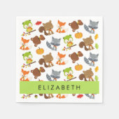 森林動物,森林動物,あなたの名前 スタンダードカクテルナプキン (正面)