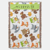 森林動物，森林動物，あなたの名前 スローブランケット (正面縦)