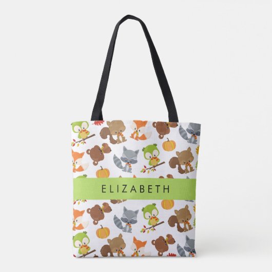 森林動物,森林動物,あなたの名前 トートバッグ (裏面)