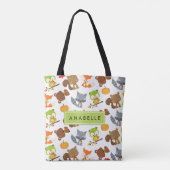 森林動物，森林動物，あなたの名前 トートバッグ (裏面)