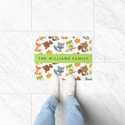 森林動物,森林動物,あなたの名前 ドアマット (室内)