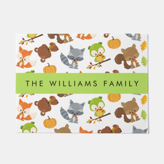 森林動物,森林動物,あなたの名前 ドアマット (正面)