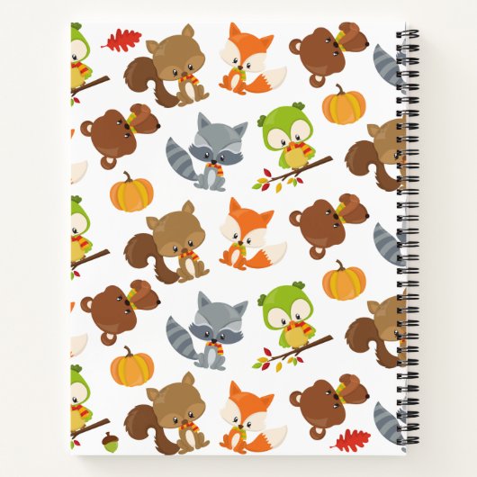 森林動物，森林動物，あなたの名前 ノートブック (裏面)