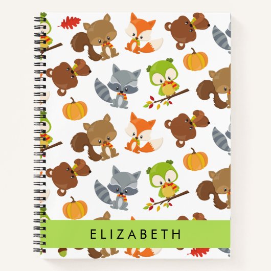 森林動物，森林動物，あなたの名前 ノートブック (正面)