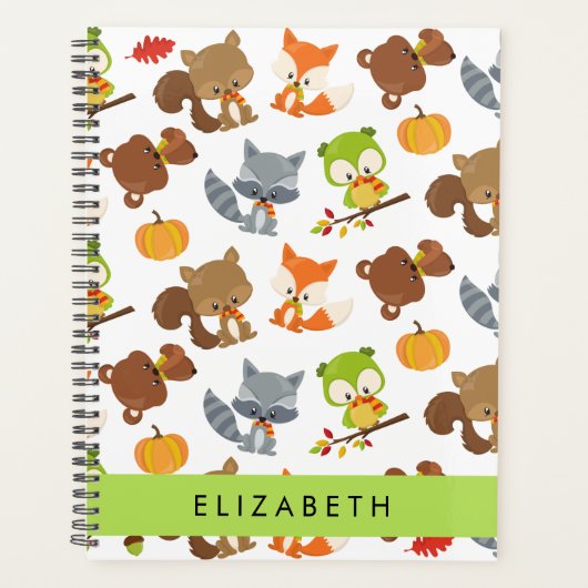 森林動物,森林動物,あなたの名前 プランナー手帳 (正面)