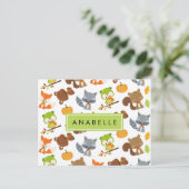 森林動物，森林動物，あなたの名前 ポストカード (スタンド正面)