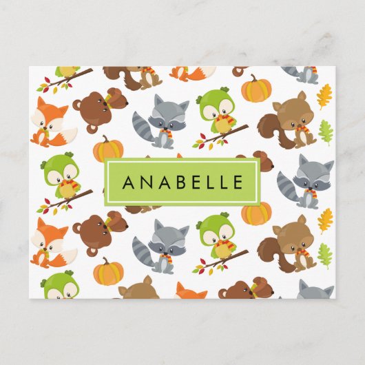 森林動物,森林動物,あなたの名前 ポストカード (正面)