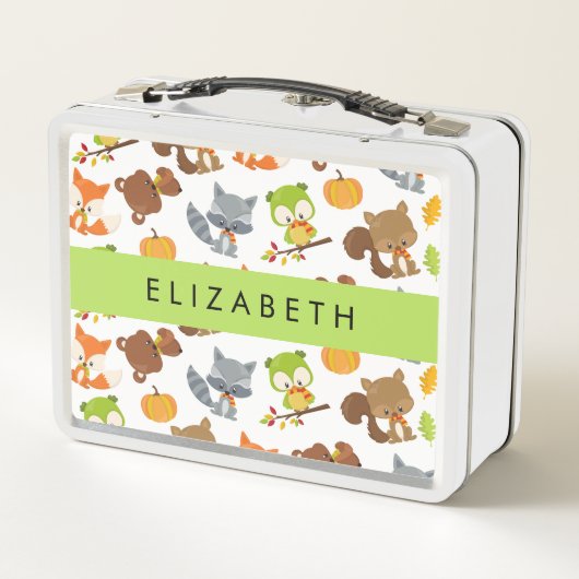 森林動物，森林動物，あなたの名前 メタルランチボックス (裏面)