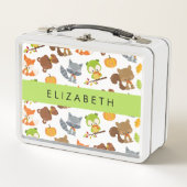 森林動物,森林動物,あなたの名前 メタルランチボックス (正面)