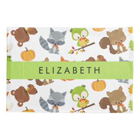 森林動物,森林動物,あなたの名前 枕カバー (裏面)