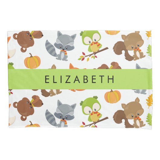 森林動物,森林動物,あなたの名前 枕カバー (正面)