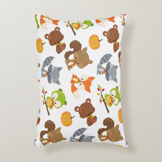 森林動物，森林動物，秋動物 アクセントクッション (正面(垂直))