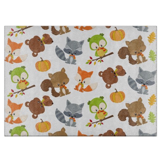森林動物，森林動物，秋動物 カッティングボード (正面)