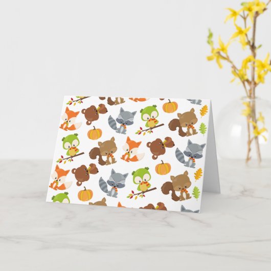 森林動物,森林動物,秋動物 カード (黄色い花)