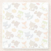 森林動物，森林動物，秋動物 ガラスコースター (裏面)