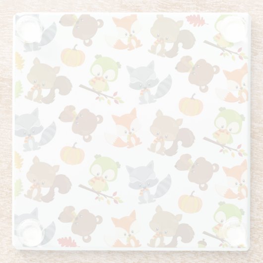 森林動物，森林動物，秋動物 ガラスコースター (裏面)