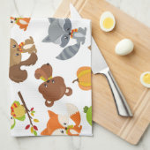 森林動物,森林動物,秋動物 キッチンタオル (四つ折り)
