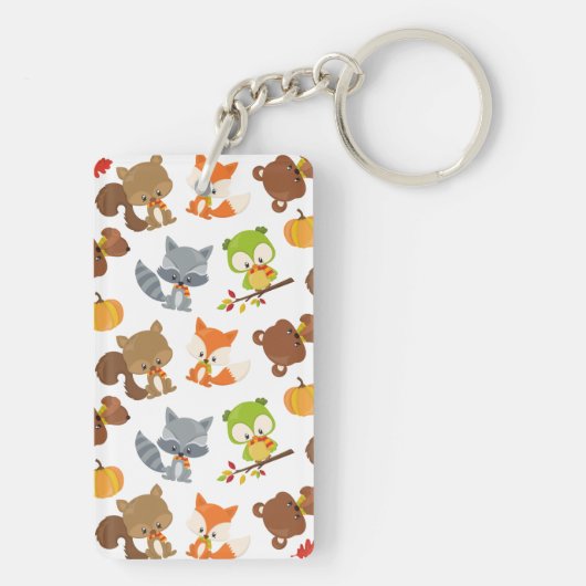 森林動物，森林動物，秋動物 キーホルダー (裏面)