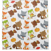 森林動物，森林動物，秋動物 シャワーカーテン (正面)