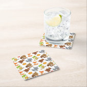 森林動物,森林動物,秋動物 スクエアペーパーコースター (インサイチュ)