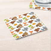 森林動物,森林動物,秋動物 スクエアペーパーコースター (アングル)