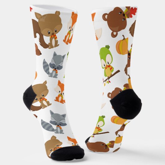 森林動物，森林動物，秋動物 ソックス (傾斜あり)