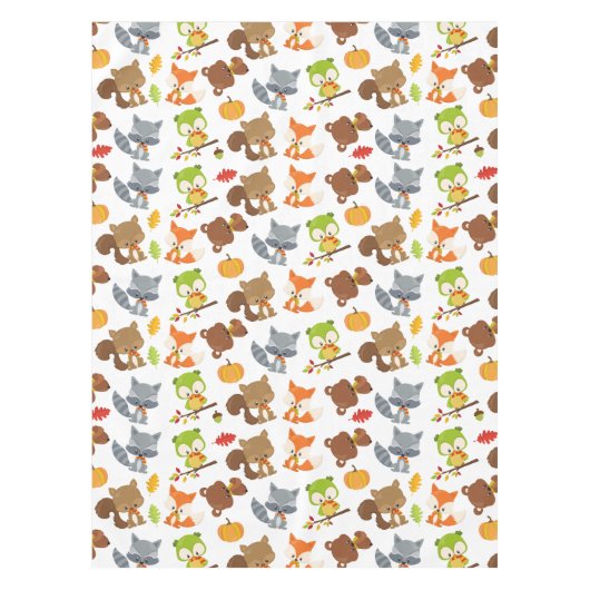 森林動物，森林動物，秋動物 テーブルクロス (正面)