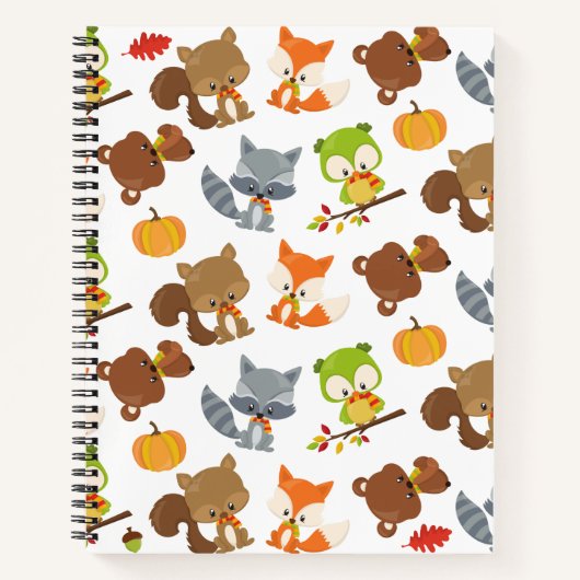 森林動物，森林動物，秋動物 ノートブック (正面)