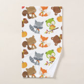 森林動物，森林動物，秋動物 バスタオルセット (ハンドタオル)