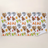 森林動物，森林動物，秋動物 ビーチタオル (正面)