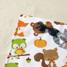 森林動物，森林動物，秋動物 ビーチタオル