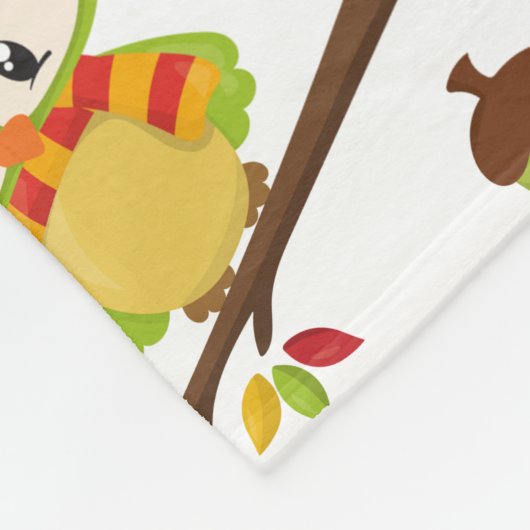 森林動物，森林動物，秋動物 フリースブランケット (角)