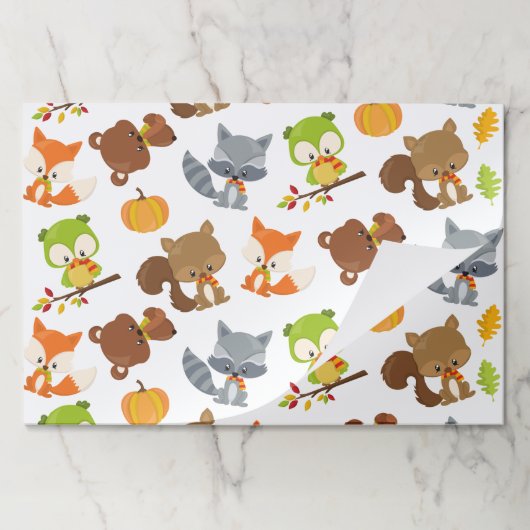 森林動物，森林動物，秋動物 ペーパーパッド (折り畳み)