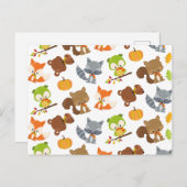 森林動物,森林動物,秋動物 ポストカード (正面/裏面)