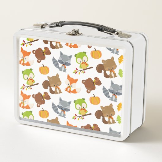 森林動物，森林動物，秋動物 メタルランチボックス (正面)