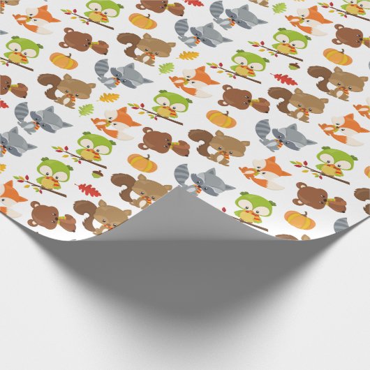 森林動物，森林動物，秋動物 ラッピングペーパー (角)