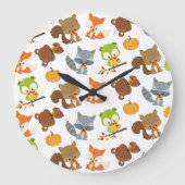 森林動物,森林動物,秋動物 ラージ壁時計 (正面)