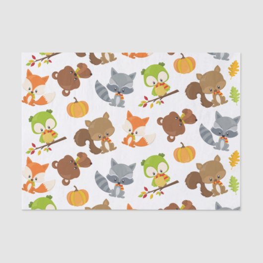 森林動物，森林動物，秋動物 薄葉紙 (正面)