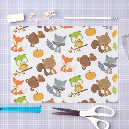 森林動物，森林動物，秋動物 薄葉紙 (クラフト)