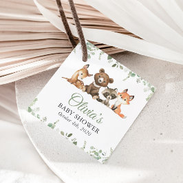 森林動物，森，ワイルドワン，赤ちゃんシャワー フェイバータグ