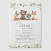 森林動物,森,ワイルドワン,赤ちゃんシャワー ベラム紙招待状 (正面)